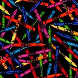 Crayons - Black - Timeless Treasures - Cotton Fabric