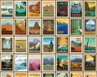 Sand - Small National Parks Posters - Riley Blake - Cotton Fabric