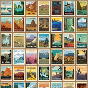 Sand - Small National Parks Posters - Riley Blake - Cotton Fabric