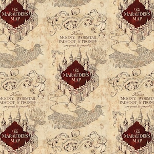 Crema Marauders Mapa Harry Potter - Tela de algodón
