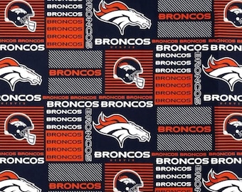 NFL Denver Broncos Orange/Blue Blocks - Cotton Fabric