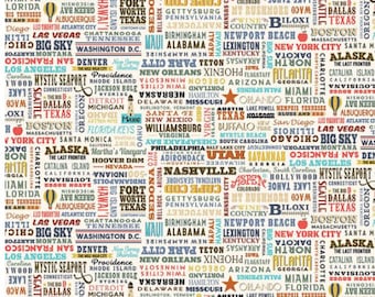 Destinations United States Destinations - Cream - Cotton Fabric