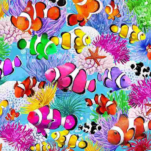 Swimming Clown Fish - Timeless Treasures - Cotton Fabric