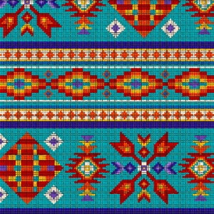 Turquoise Beaded Stripe Tucson- Elizabeth Studio Cotton Fabric