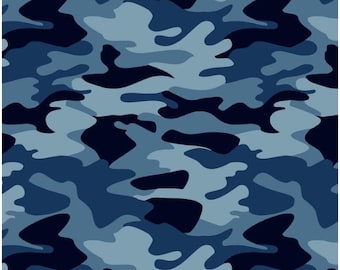 Nobody Fights Alone Camo - Blue - Cotton Fabric