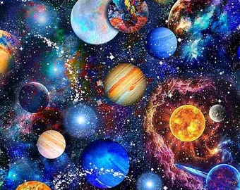 Funky Outerspace  - Royal Blue - Timeless Treasures - Cotton Fabric