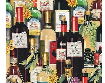 Wine Bottles by Mary Lake - Robert Kaufman Fabrics - Cotton Fabric