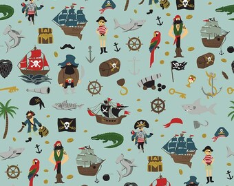 Pirate Tales Main Blue- Riley Blake - Cotton Fabric