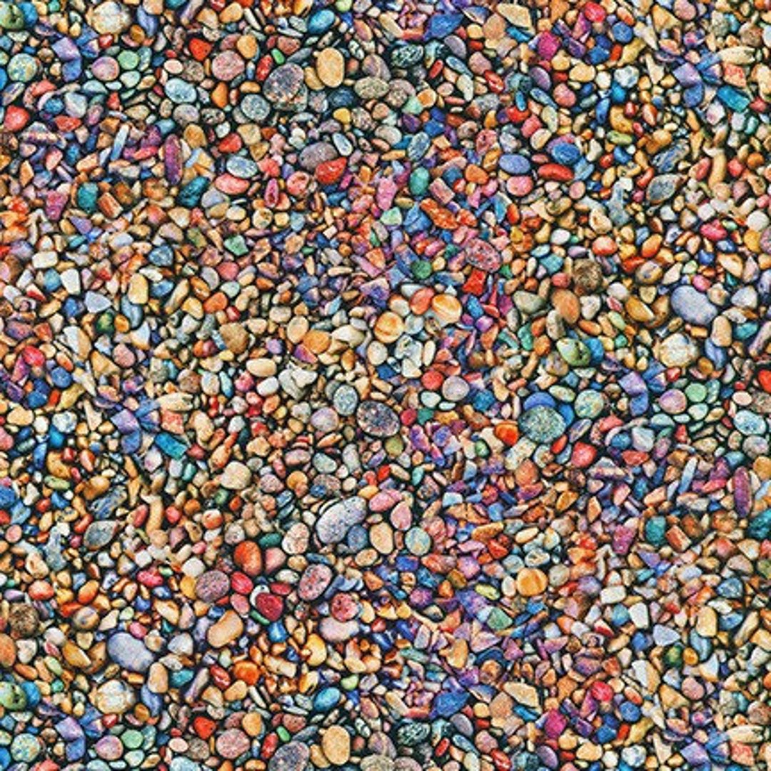 Multi Colored Pebbles Stones Cotton Fabric Etsy