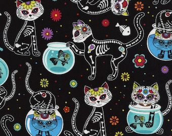 Day of the Dead Cat - Timeless Treasures -  Cotton Fabric