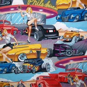 Phil's Drive-In pin-up fabric Alexander Henry Scenic Cotton Fabric image 2