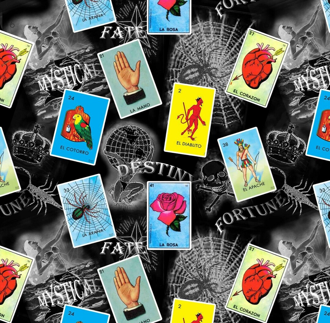 Mexican Lottery Loteria Bingo Card Black Print Concepts Inc Cotton