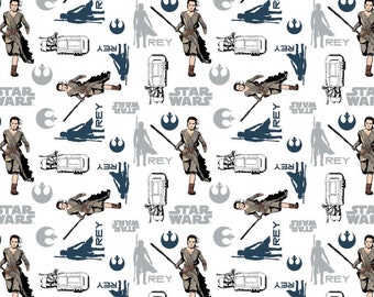 Star Wars - The Force Awakens Collection - REY - White - Camelot Fabrics - Cotton Fabric