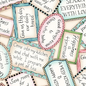 Happiness is Homemade-Kitchen Greetings- Cotton Fabric