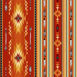Terracotta Arrows & Feathers- Elizabeth Studio Cotton Fabric