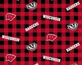 NCAA-Wisconsin Badgers Buffalo Plaid - Sykel Enterprises- Cotton Fabric