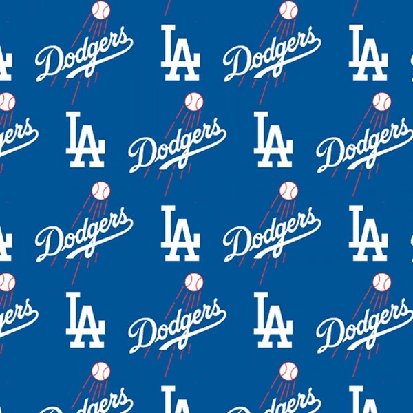 Clean Blue LA Dodgers Fabric - MLB LA Los Angeles Dodgers - Cotton Fabric