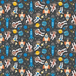 Space Monkey I - Gray - Paintbrush Studio Fabrics - Cotton Fabric