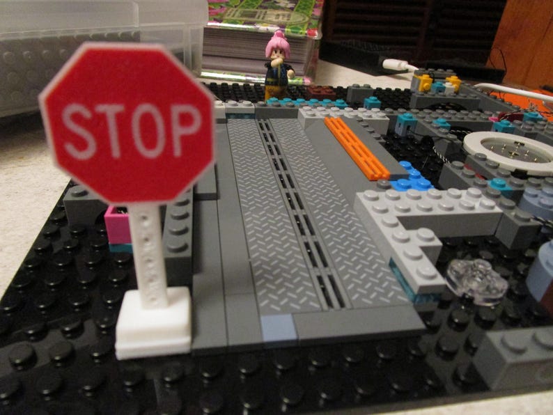 LEGO Compatible Miniature Stop Sign – Tiny Road Sign for LEGO Cities ...