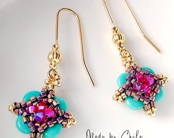 Modular Beaded Earrings • Lentil Beads, Crystal & Seed Beads • Versatile Stud or Drop Design