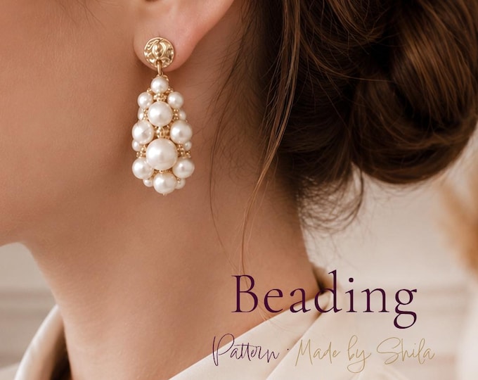 Pearl Statement Earrings Beading Pattern PDF • Bead Earring Tutorial • Digital Download