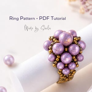 Anillo de cuentas de semillas con un toque llamativo • Tutorial de red y cuentas sin procesar • Patrón de cuentas en PDF