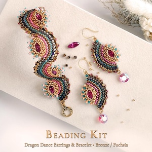 Statement Beading Kit • Earrings & Bracelet Set • Pattern Included • Free US Shipping