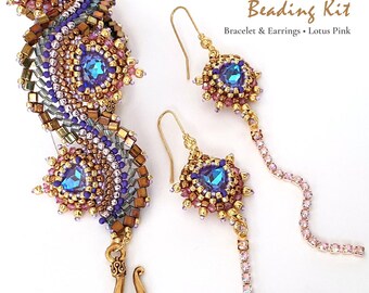 Beading Kit Bracelet & Earrings • DIY Jewelry Kit • Seed Bead Kit • Free US Shipping