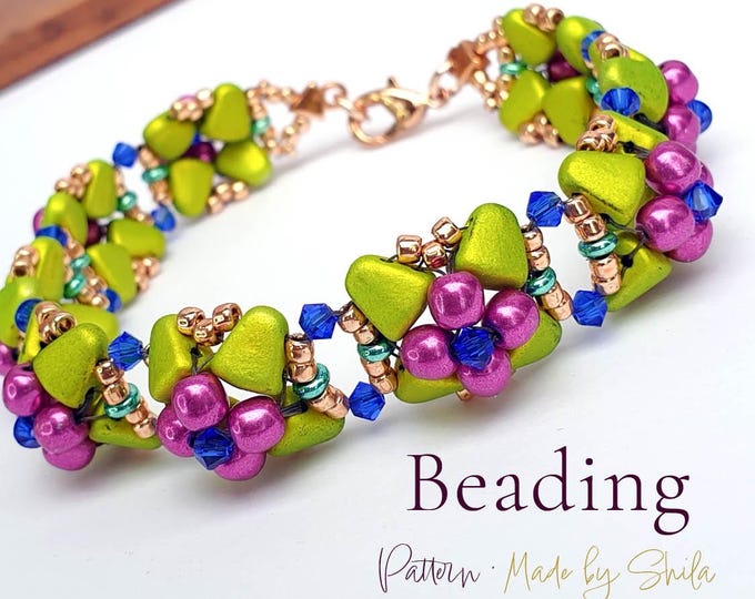 Beaded Bracelet Pattern Tutorial: Nib Lace, Seed Beads, Crystals (PDF Pattern)