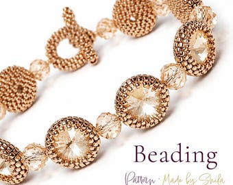 Rivoli Bracelet Pattern PDF • Peyote Stitch Tutorial • Beaded Crystal Bracelet DIY