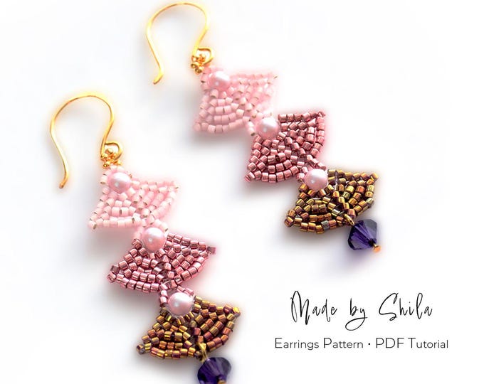 Beaded Leaf Earrings Pattern PDF  • Delica & Pearl Beading Tutorial (Digital Download)