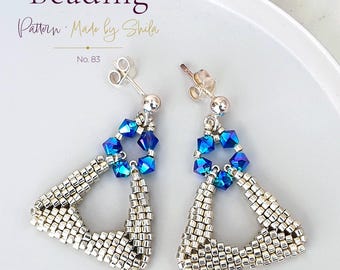 Warped Square Earrings Beading Pattern • Geometric Peyote Tutorial PDF