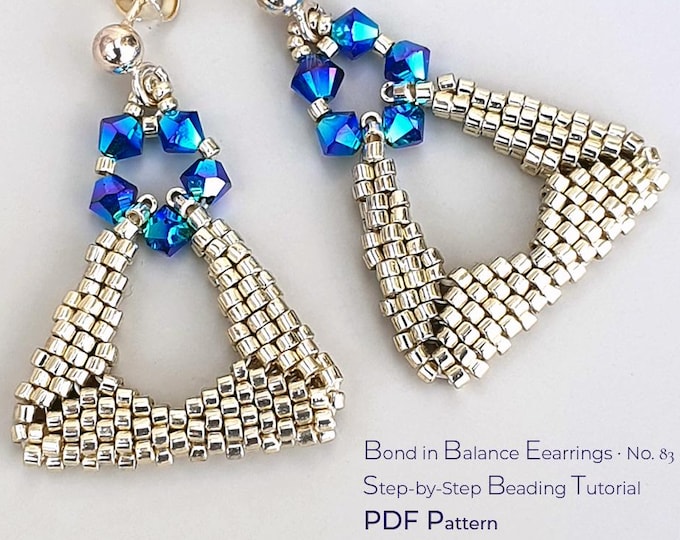 Warped Square Earrings Beading Pattern • Geometric Peyote Tutorial PDF