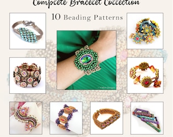 Seed Bead Bracelet Patterns PDF – 10 Intermediate Bead Weaving Tutorials Bundle, Instant Download