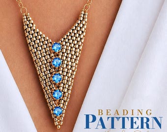 Peyote Stitch Triangle Pendant Pattern PDF • Geometric Seed Bead Necklace Tutorial • Instant Download