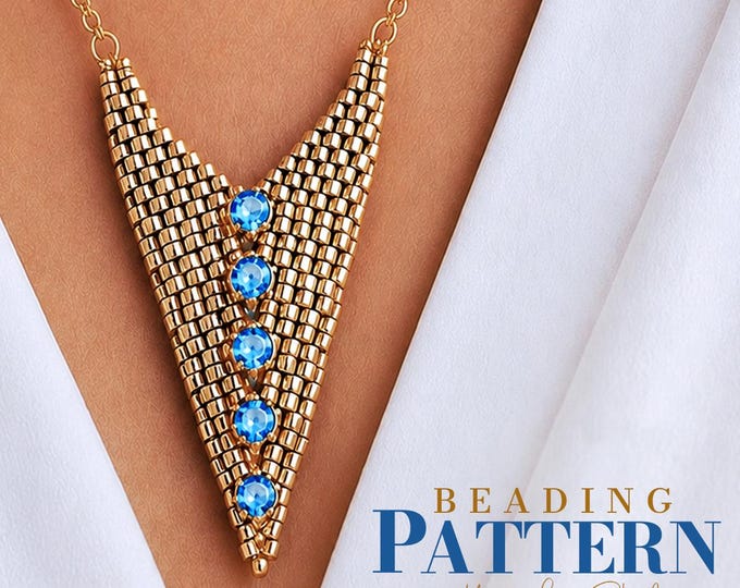 Peyote Stitch Triangle Pendant Pattern PDF • Geometric Seed Bead Necklace Tutorial • Instant Download