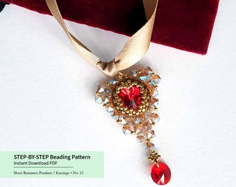 Beaded Jewelry Pattern PDF | Peyote Bezel & RAW Pendant • Earrings Tutorial • Seed Bead Pattern