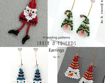 4 Downloadable PDF Step-by-step Tutorials, Patterns - Santa & Friends - Snowman - Grinch - Polar Bear