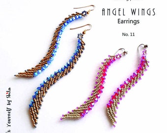 Beading Pattern Earrings Tutorial Step by step INSTANT downloadable PDF - Angel Wings Earrings No 11