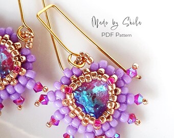 RAW Bezeled Earrings PDF Pattern • Seed Bead & Crystal Jewelry Tutorial (Instant Download)