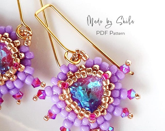 RAW Bezeled Earrings PDF Pattern • Seed Bead & Crystal Jewelry Tutorial (Instant Download)