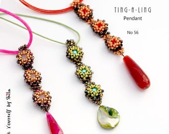 Beading Pattern Tutorial Step by step INSTANT download PDF - Ting-a-ling Pendant No 56