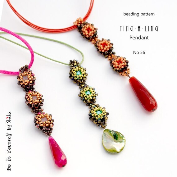Beading Pattern Tutorial Step by step INSTANT download PDF - Ting-a-ling Pendant No 56