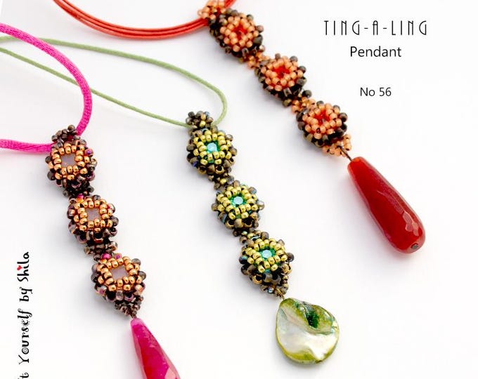 Beading Pattern Tutorial Step by step INSTANT download PDF - Ting-a-ling Pendant No 56