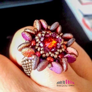 Tutorial paso a paso para tejer con cuentas - Descarga instantánea en PDF - Anillo asimétrico de mariposa n.° 25 imagen 3