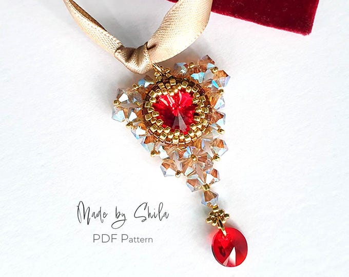 Beaded Jewelry Pattern PDF • Peyote Bezel & RAW Pendant • Earrings Tutorial • Seed Bead Pattern