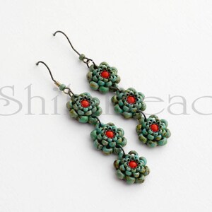 Beading Pattern Tutorial Step by step INSTANT download PDF Flower Chain Earrings No 22 image 6