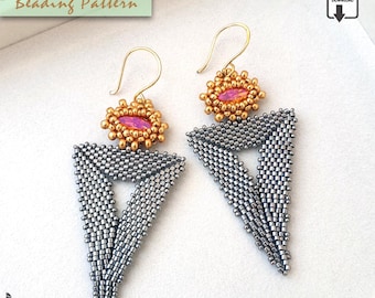 Peyote Beading Pattern PDF • Rivoli & Navette Bezel • DIY Seed Bead Earrings (Instant Download)