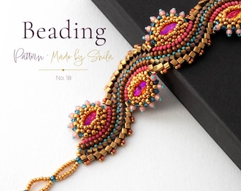 Bracelet Beading Pattern • Bead Weaving Tutorial • Step by Step PDF