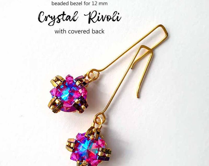 Beaded Bead Earrings Pattern: Crystal Rivoli, Seed Beads & Quarter Tila (PDF Pattern)